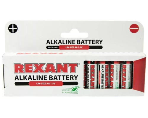 Alkaline battery AA/LR6 1.5 V 12 pcs. REXANT (30-1026)