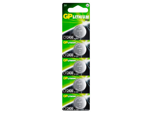 GP Lithium CR2430 (GP CR2430-2C5 100/1000), pack 5 pieces. BLISTER