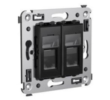 Telephone socket in the wall Avanti double black square (4402314)