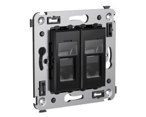 Telephone socket in the wall Avanti double black square (4402314)