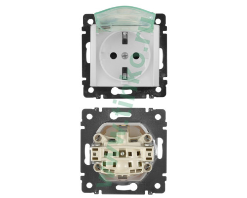 Socket Valena, with earthing, with cover, with shutters, white (774220)