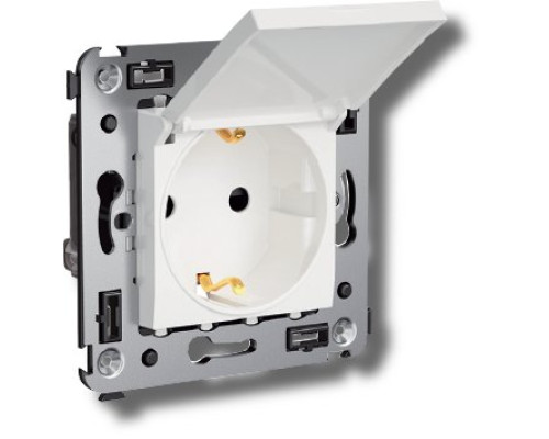 Socket with wall cover, 2P+E Avanti white cloud (4400013)