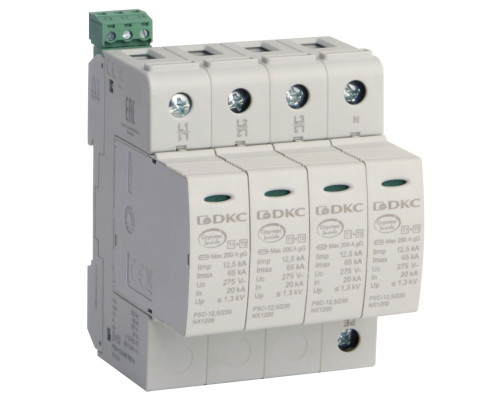 SPD, class I+II, 4-pole, L1-L2-L3-N, 12.5kA (NX1242)