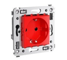 Wall socket, 2P+E, w/w Avanti red square (4401003)