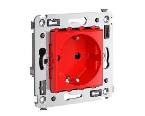 Wall socket, 2P+E, w/w Avanti red square (4401003)