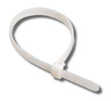 Reusable nylon tie tie 200x7.5 mm, white (pack of 100 pcs) (07-0209)