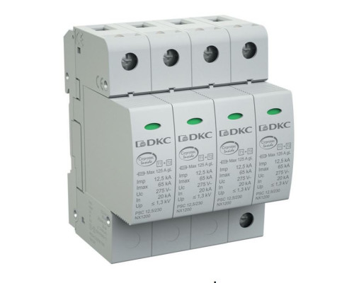 SPD, class I+II, 4-pole, L1-L2-L3-N, 12.5 kA (NX1241)