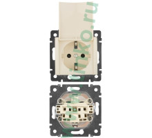 Socket Valena 2K+3 with hinged cover, screwed 16A 250V, ivory (774322)