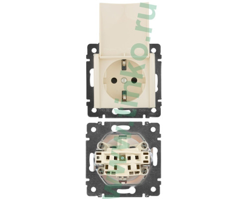 Socket Valena 2K+3 with hinged cover, screwed 16A 250V, ivory (774322)