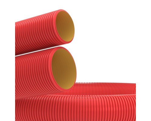 Pipe flexible double-walled D=140, with broach, red (121914)