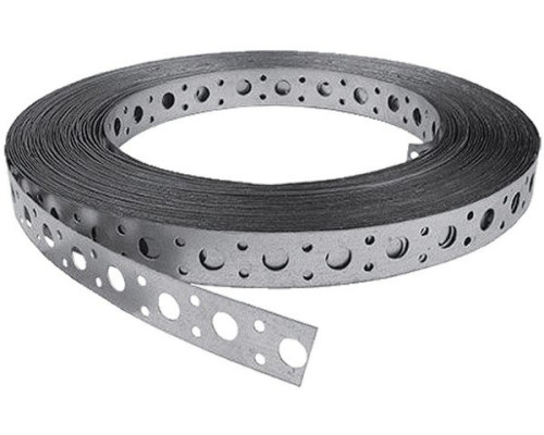 Mounting tape, galvanized, perforated, straight REXANT, 20x0.70 mm, roll 25 m (07-7107-4)