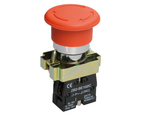 Button LAY5-BS542 "Mushroom" emergency with fixation (BBG90-BS-K04)