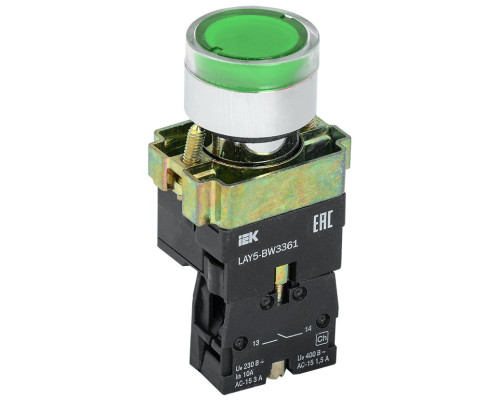 Button LAY5-BW3361 with backlight green 1h (BBT50-BW-K06)