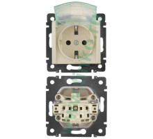 Socket outlet Valena flush-mounted, grounded, with shutters, ivory (774120)