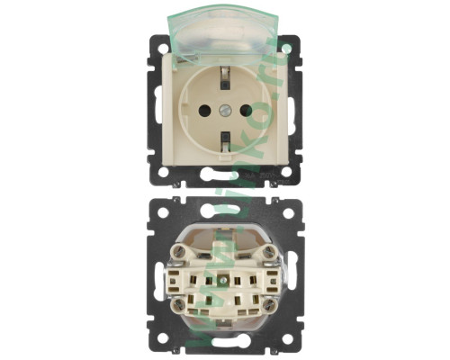 Socket outlet Valena flush-mounted, grounded, with shutters, ivory (774120)