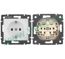 Socket Valena 2К+3 10/16А with shutters, white (774421)