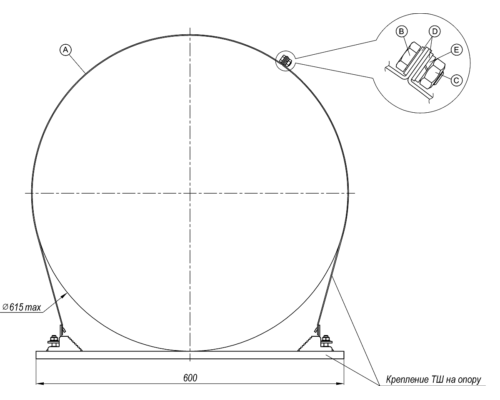 Extension for mounting TS on a support