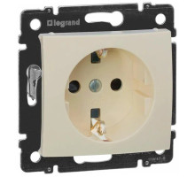 Socket outlet Valena flush-mounted, grounded, with shutters, ivory (774122)