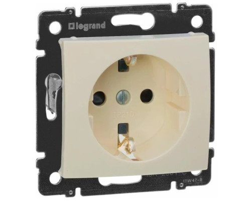 Socket outlet Valena flush-mounted, grounded, with shutters, ivory (774122)