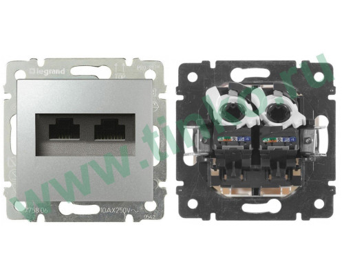 Socket Valena 2xRJ45 Cat.5, aluminum (770231)