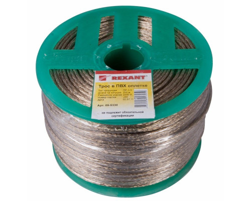 Steel cable in PVC sheath d=3.0 mm, transparent (200m)(09-5330)