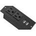 Table Power Receptacle Strip - (2) 5-15R Receptacles, (2) USB 2.0 Ports - 9.85' Power Cord/15A Max Capacity