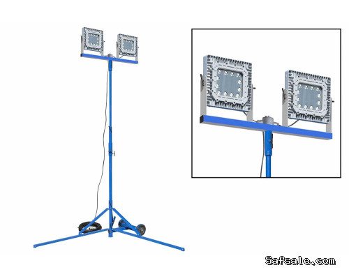 300W Explosion Proof LED Light Tower - Quadpod Mount - C1D1 - 100' Cord w/ EXP Plug - 35000 Lumens