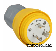 28W08 Watertite Male Locking Plug 250 V AC 30 A 3 Poles Yellow