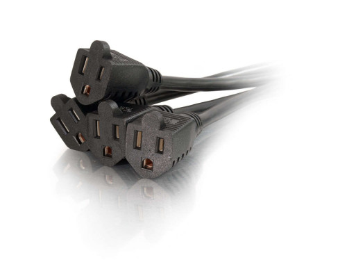 1.5ft 0.46m 16 AWG 1-to-2 Power Cord Splitter NEMA 5-15P to 1 NEMA 5-15R +1 IEC320C13  TAA Compliant