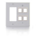 One Cutout with Four Keystone Double Gang Wall Plate - White