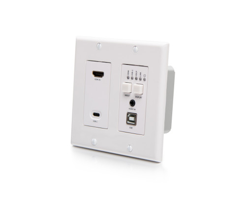 HDMI® HDBaseT + USB-B and RS232 over Cat Extender Single Gang Wall Plate Transmitter to Box Receiver - 4K 60Hz