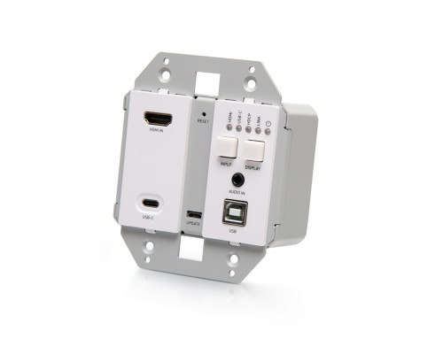 HDMI® HDBaseT + USB-B and RS232 over Cat Extender Single Gang Wall Plate Transmitter to Box Receiver - 4K 60Hz