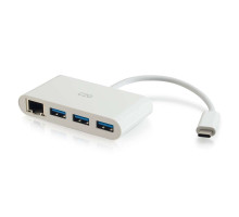 USB-C® to Ethernet Adapter with 3-Port USB Hub - White