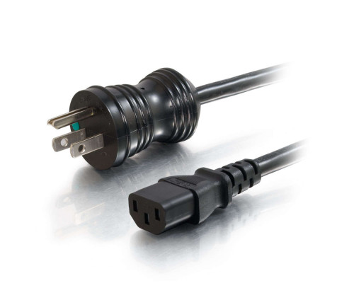 10ft 3m 16 AWG Hospital Grade Power Cord NEMA 5-15P to IEC320C13R - Gray with Clear Connectors TAA Compliant