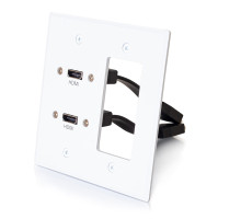 VGA and 3.5mm Audio Pass Through Single Gang Wall Plate - Brushed Aluminum