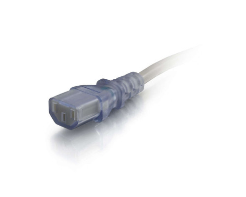 6ft 1.8m 16 AWG Hospital Grade Power Cord NEMA 5-15P to IEC320C13 - Gray with Clear Connectors