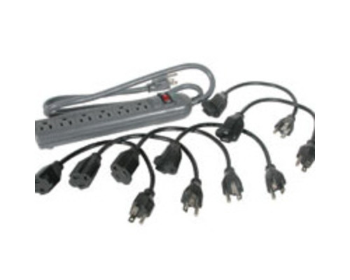 2ft 0.6m 18 AWG Hospital Grade Power Cord NEMA 5-15P to IEC320C13 - Gray with Clear Connectors