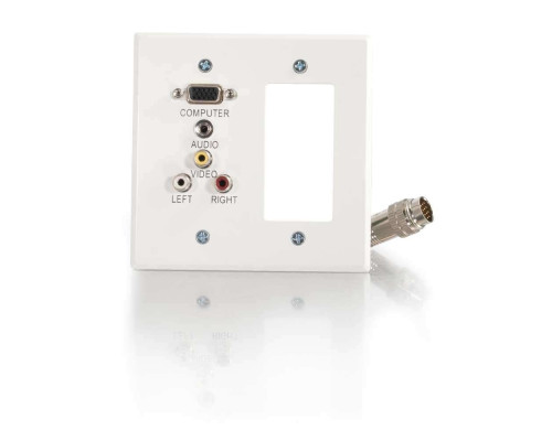 RapidRun® Double Gang Integrated VGA (HD15) + 3.5mm + Composite Video + Stereo Audio + Wall Plate - White