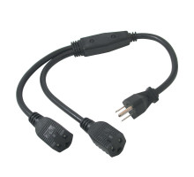 6ft 1.8m 16 AWG 1-to-2 Power Cord Splitter 1 NEMA 5-15P to 2 NEMA 5-15R  TAA Compliant