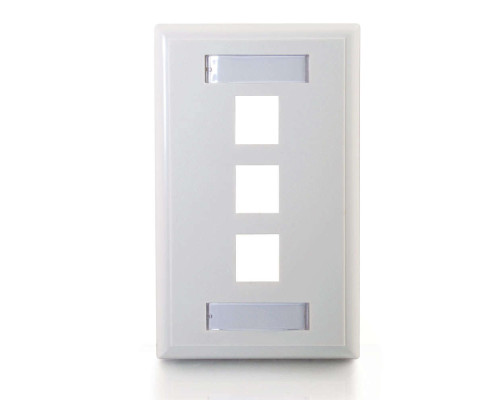 Three Port Keystone Single Gang Wall Plate - White