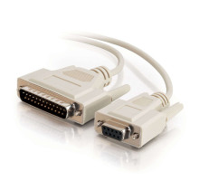 25ft 7.6m Serial RS232 DB9 Cable with Low Profile Connectors F/F - In-Wall CMG-Rated