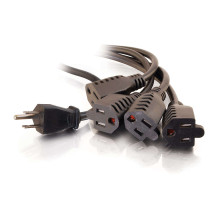 1.5ft 0.46m 16 AWG 1-to-2 Power Cord Splitter NEMA 5-15P to 1 NEMA 5-15R +1 IEC320C13  TAA Compliant