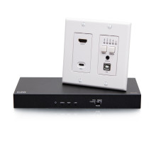 HDMI® HDBaseT + USB-B and RS232 over Cat Extender Single Gang Wall Plate Transmitter to Box Receiver - 4K 60Hz