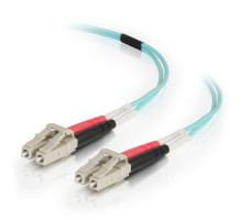 16.4ft 5m LC-LC 50/125 OM4 Duplex Multimode PVC Fiber Optic Cable - Aqua