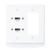 Dual HDMI Pass Through Double Gang Wall Plate with One Decorative Cutout - White