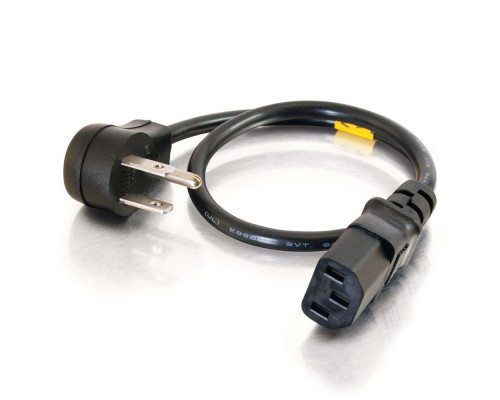 2ft 0.6m 16 AWG 250 Volt Computer Power Extension Cord IEC320C14 to IEC320C13  TAA Compliant