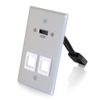 VGA, 3.5mm Audio, Composite Video and RCA Stereo Audio Pass Through Single Gang Wall Plate - Black