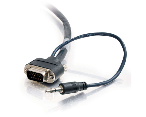 25ft (7.6m) VGA + 3.5mm A/V Cable with Rounded Low Profile Connectors M/M - Plenum CMP-Rated