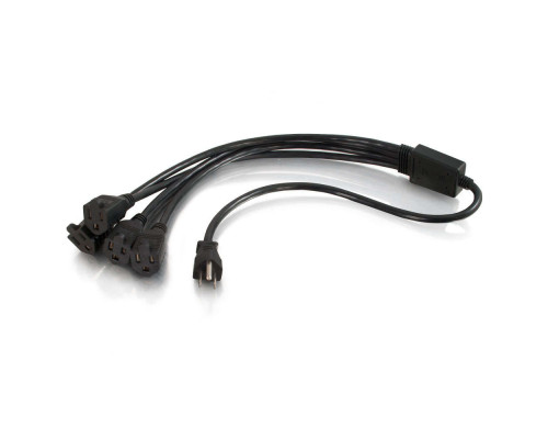 1.5ft 0.46m 16 AWG 1-to-2 Power Cord Splitter NEMA 5-15P to 1 NEMA 5-15R +1 IEC320C13  TAA Compliant