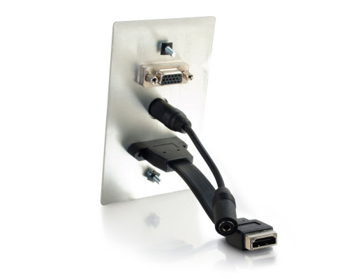 HDMI, VGA, 3.5mm Audio and USB Pass Through Single Gang Wall Plate - White